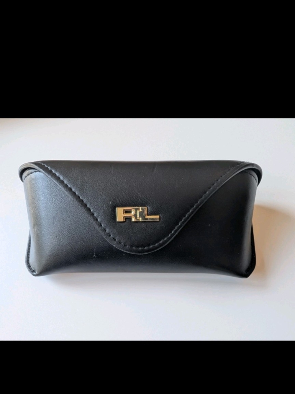 Vintage Ralph Lauren Leather Eyeglass Case Sunglass Snap Magnetic Gold Hardware
